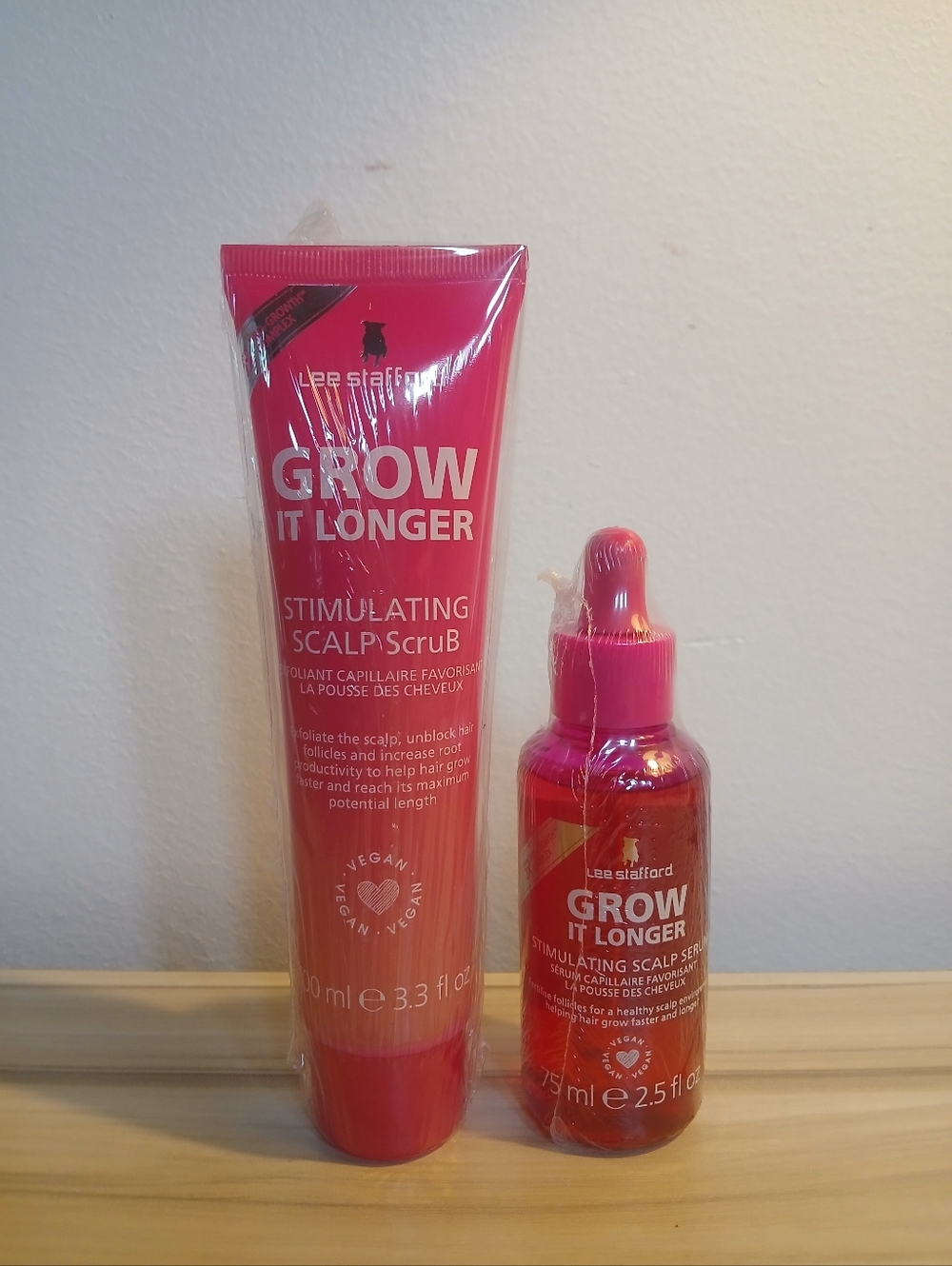 Lee Stafford Grow It Longer Stimulating Scalp Scrub & Serum Bundle NEW